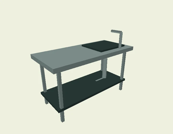 Original illustrative 3D model of Wash and pack table